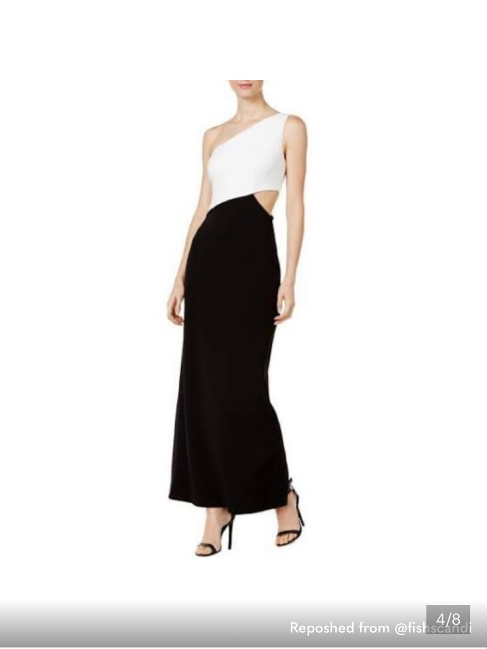 Calvin Klein Fuchsia and Orange One-Shoulder Cutout Evening Gown